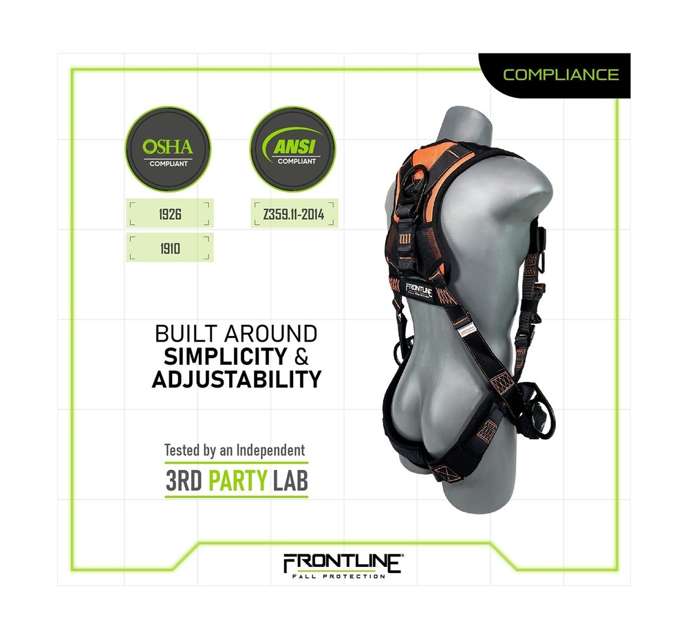 FRONTLINE FALL PROTECTION 105CFTB Combat™ Vest Style Harness with Front Si
