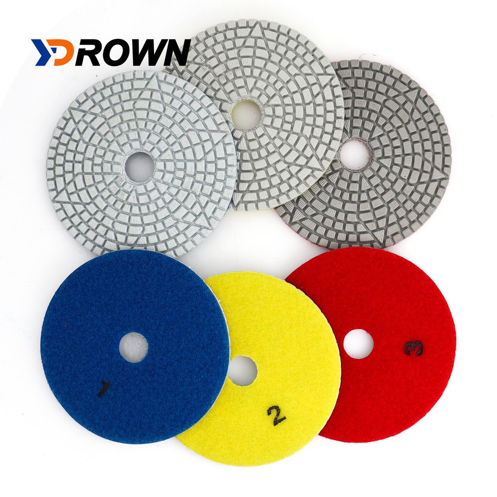 4" Flexible 3 Step Diamond Polishing Pads for Granite Marble Quartz Engineered