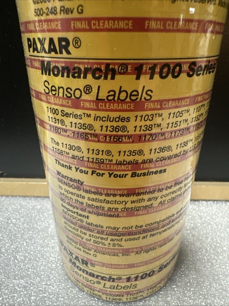 Monarch 1100 Series Sense Final Clearance Labels 16 Rolls Per Pack See Descript