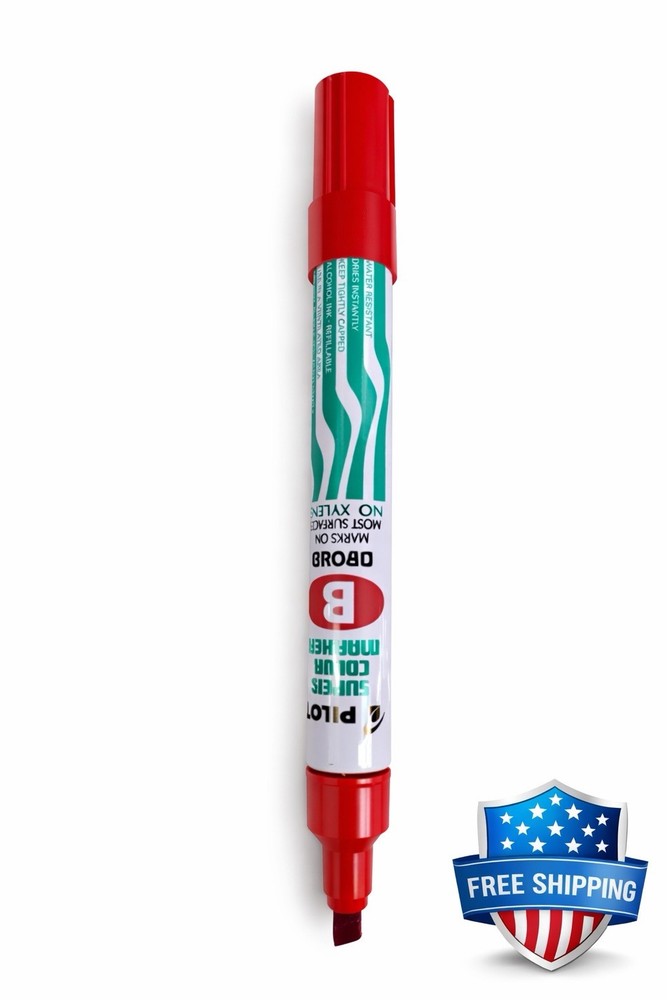 Pilot Super Color Permanent Marker Red Chisel Tip 6 Pack Broad Tip (44108)