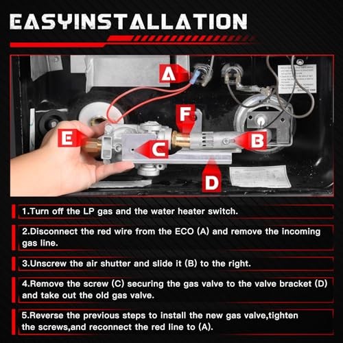 GC10A-4E 92089 RV Water Heater Gas Valve Replaces Atwood/Dometic 10 Gallon