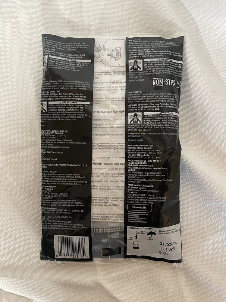 3M D3078 Secure Click Particulate Filter P95 (2 pack) 01/2024