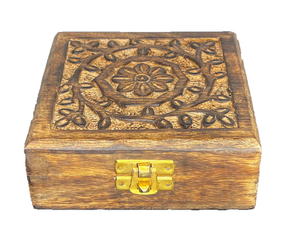 Mango Wood Engraved Square Box