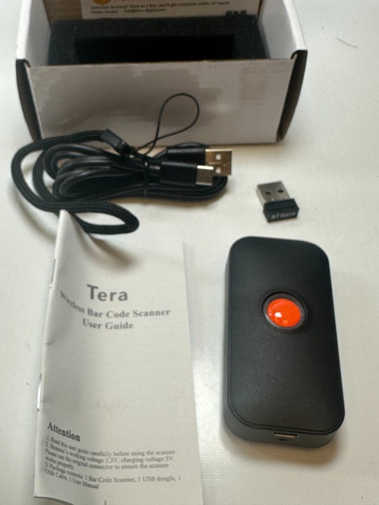Tera X0027X350R Wireless Bar Code Scanner Mini Black - New Fast Ship
