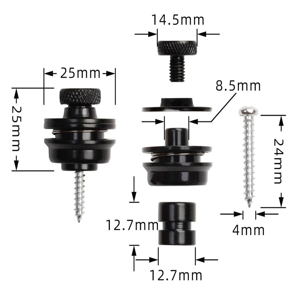 2pcs Guitar strap lock, button quick install/release strap lock, guitar stra...