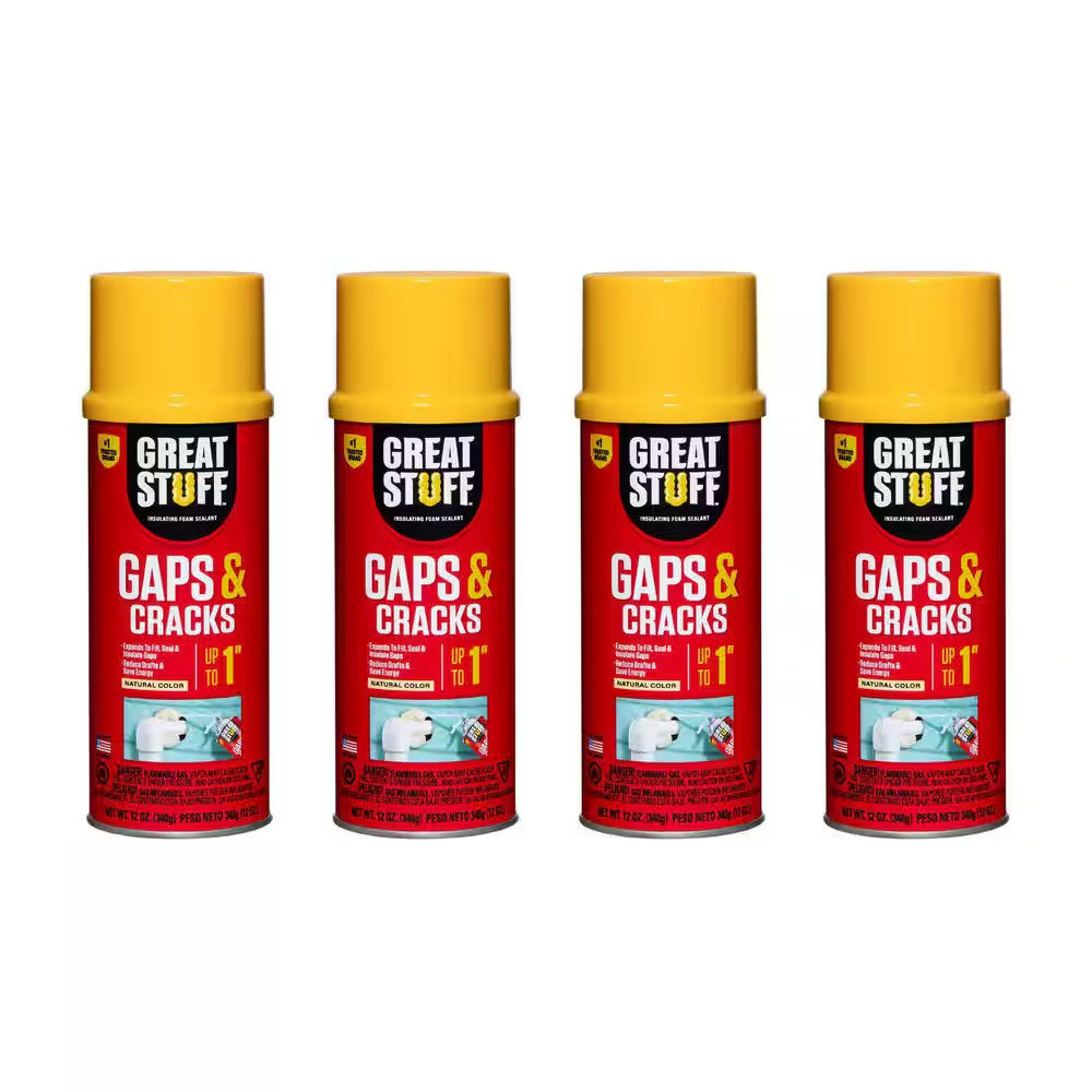 4 Cans Dow Great Stuff Gaps & Cracks Expanding Foam Sealant Insulation 12oz