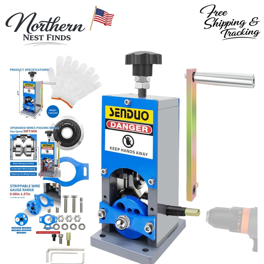 Portable Wire Stripping Machine with Gloves & Spare Blade – Dual Function