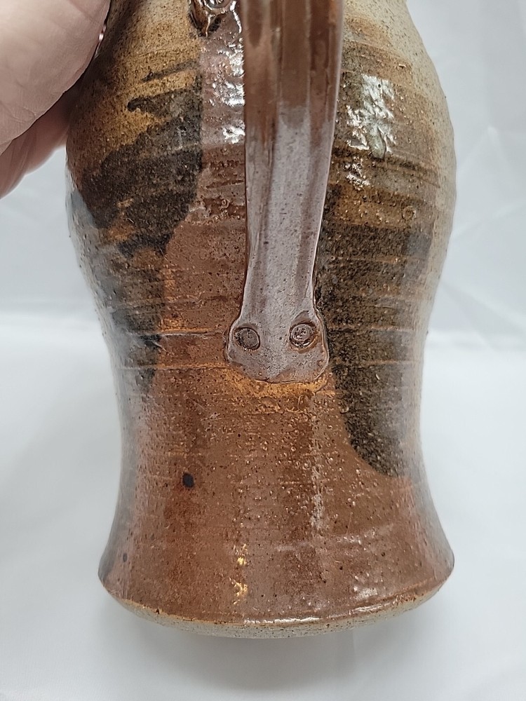 Unique Vintage Hand Thrown Pitcher Signed Salt Glaze