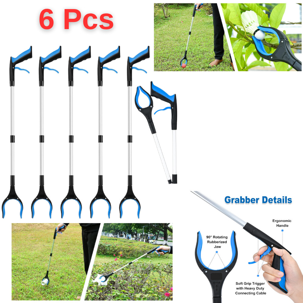 6 Pack Trash Grabber Reacher Tool for Elderly, 32" Foldable Trash Picker Uppe...