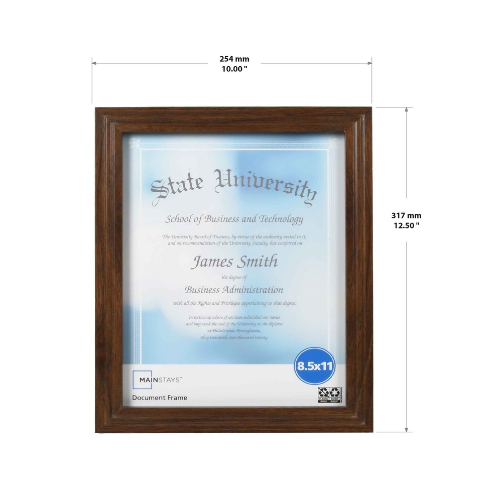 8.5x11 Picture Frame Walnut Document Frame Wall/Tabletop Photo Frame