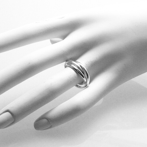 925 Sterling Silver Triple Three Interlocking Band Ring Size 6-9