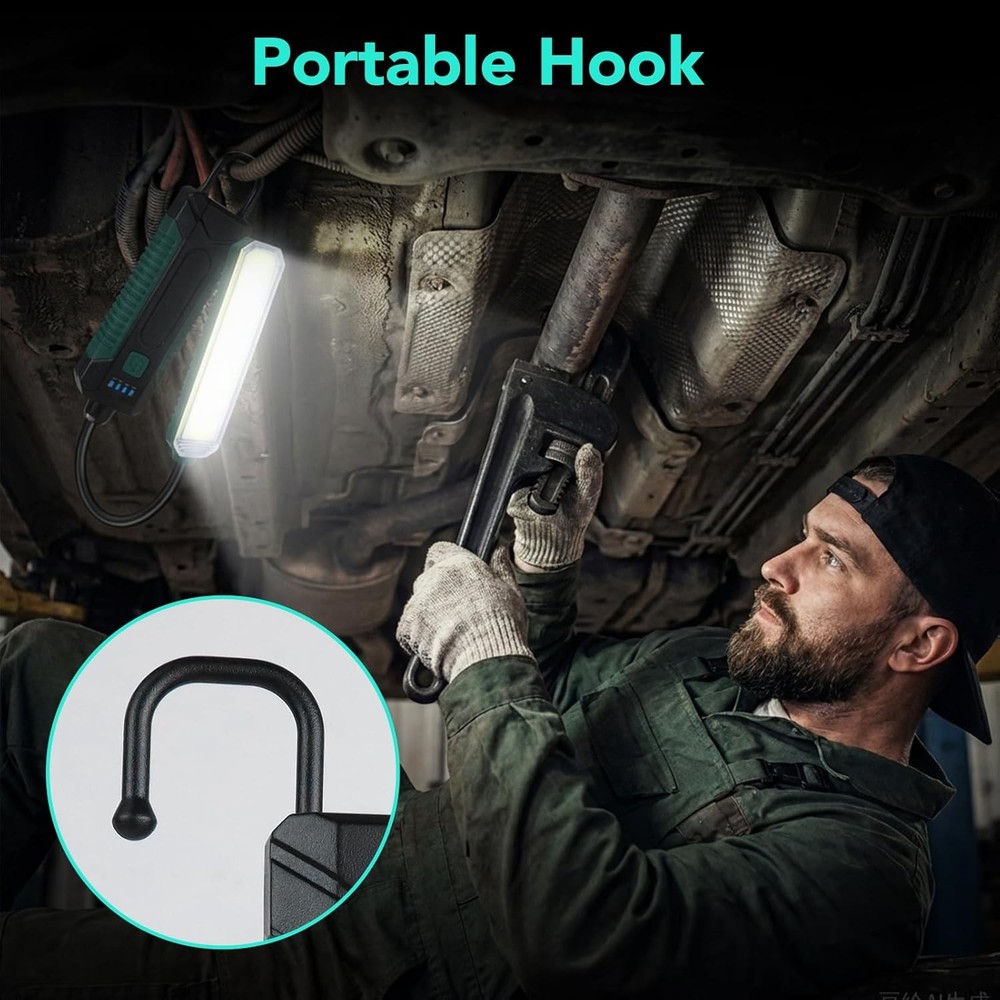 Cordless LED Worklight Rechargeable Handheld Torch Magnetic Lamp Hook Flashlight
