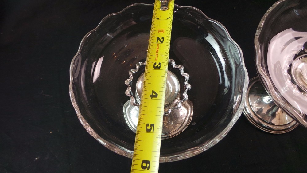 PAIR MID CENTURY WEIGHTED STERLING SILVER CANDY DISH CUPS