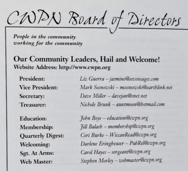 2004 Connecticut Wiccan Pagan Network Quarterly Digest History Articles Ads