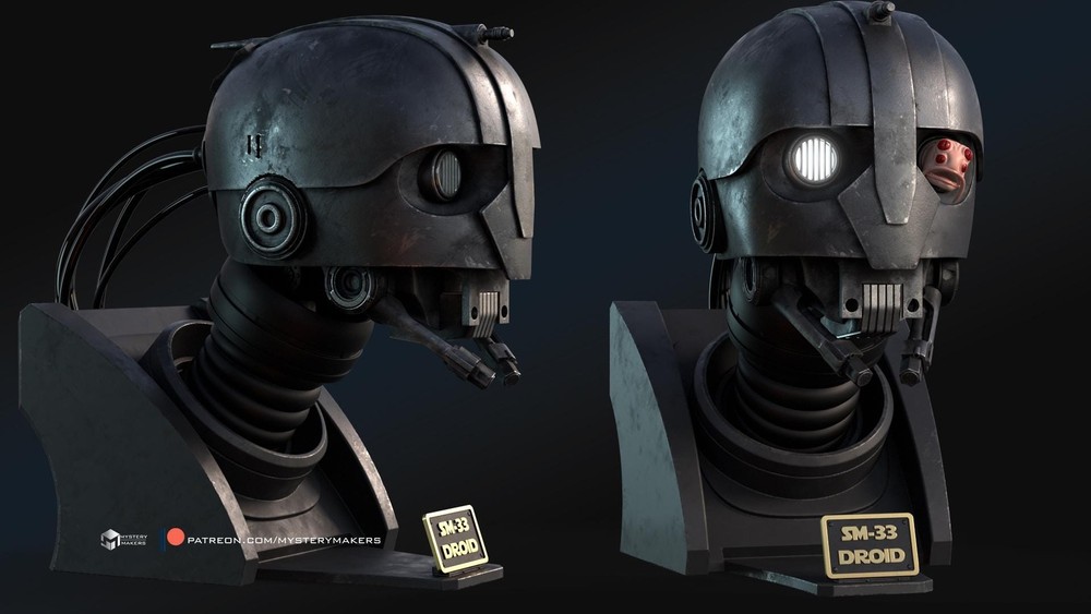 SM33 droid skeleton crew bust  diy kit or fully painted/assembled 3d print