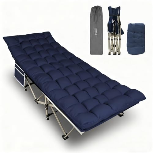 Folding Camping Cot for Adults,600LBS Max Load,28" Wide Sleeping Cot with Blue