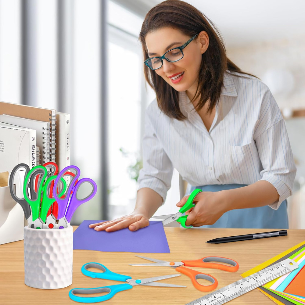 24 Pack Scissors Bulk, 8 Inch Sharp Scissors All Purpose for Office School Class