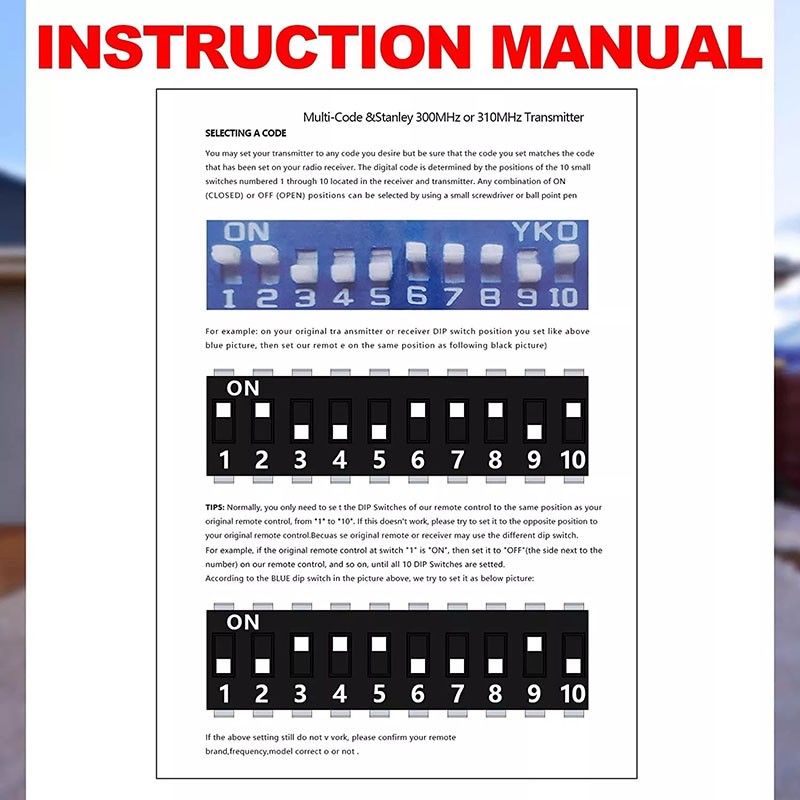 Multi-Code 3089 MultiCode 308911 for Linear MCS308911 Garage Gate Remote 300mhz