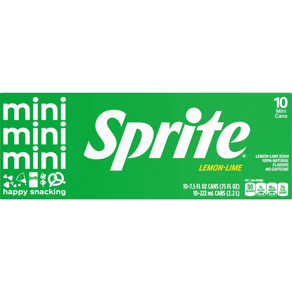 Sprite Lemon Lime Mini soda Pop soft Drink 7.5 fl oz 10 Pack cans...