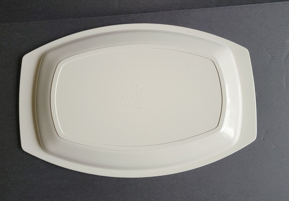 Nordic Ware #52 Creme Color Bakelite Sizzler Server Platter Set