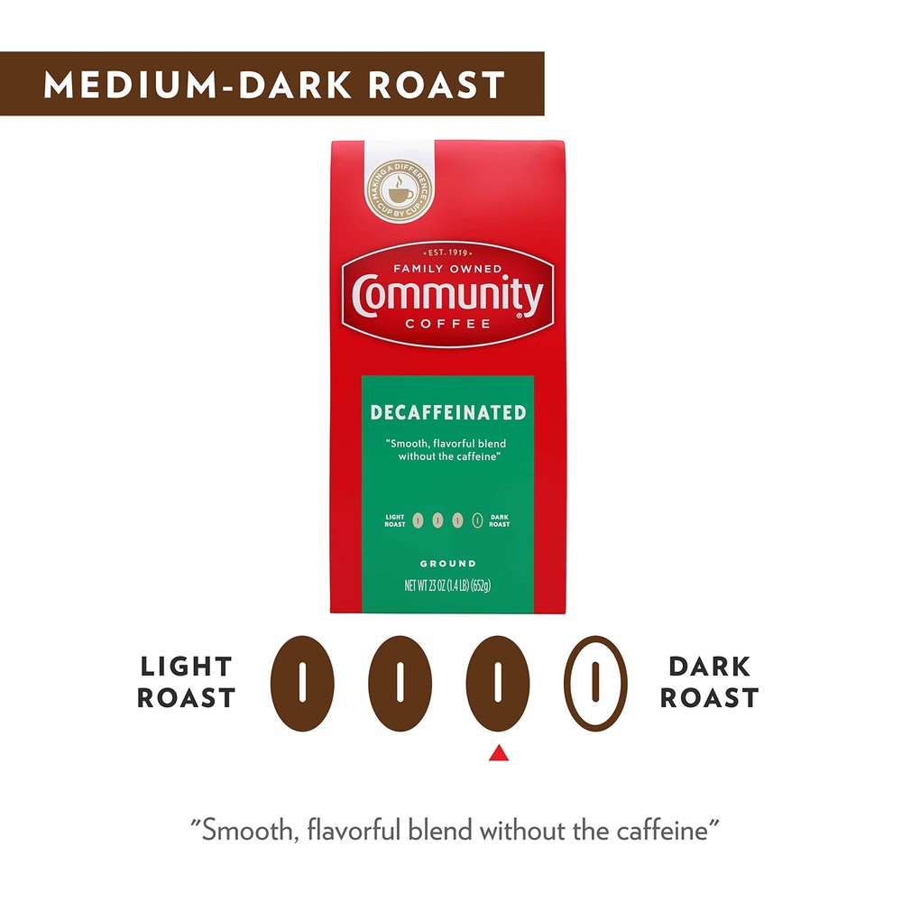 Community Coffee Medium-Dark Roast 23 Ounce Decaffeinated Ground Coffee 23oz