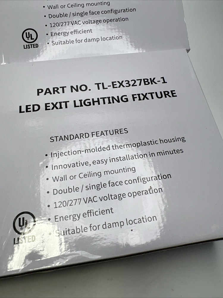 2 PACK TANLUX Black Exit Sign with Emergency Lights, LED Emergency Exit Light
