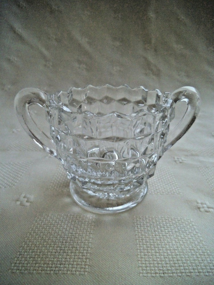 VTG ~ AMERICAN CLEAR CREAMER, SUGAR & TRAY ~ EUC