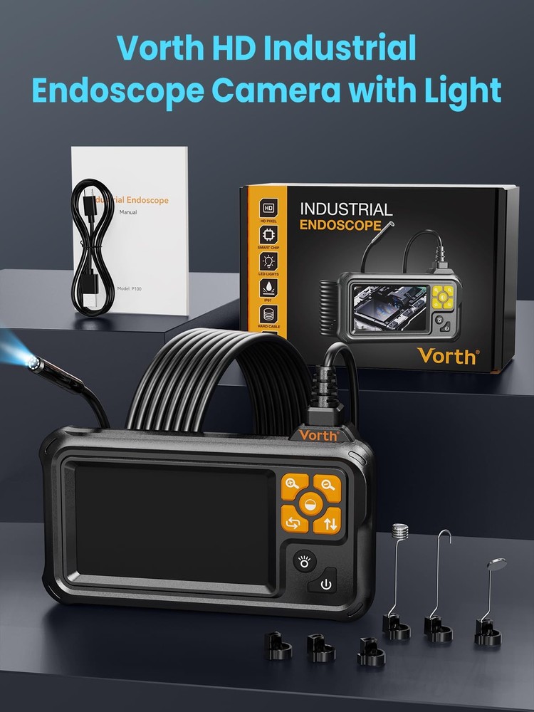 Endoscope Camera with Light, 4.3" IPS Screen 1080P Borescope with 8 LED Light...