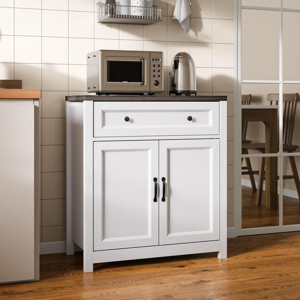Kitchen Storage Cabinet With Adjustable Shelf, Farmhouse Coffee Bar Sideboard