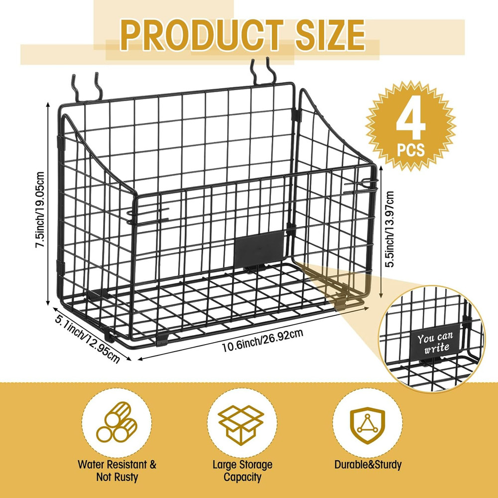 Large Pegboard Bins & Baskets - 4 Pcs Organizer for Tools & Crafts