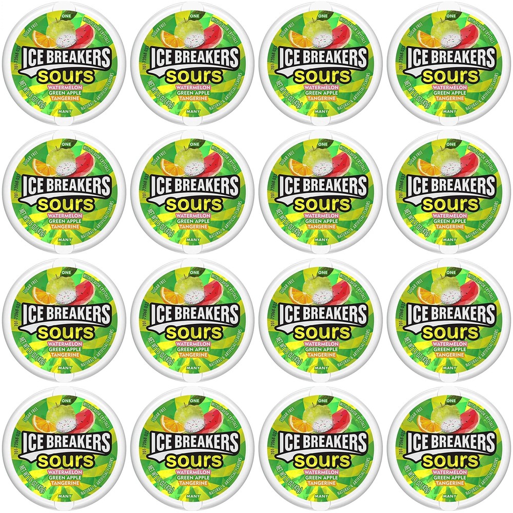 Ice Breakers Sours Green Apple, Tangerine, Watermelon), 1.5-Oz - 8 Pack - 2 Box