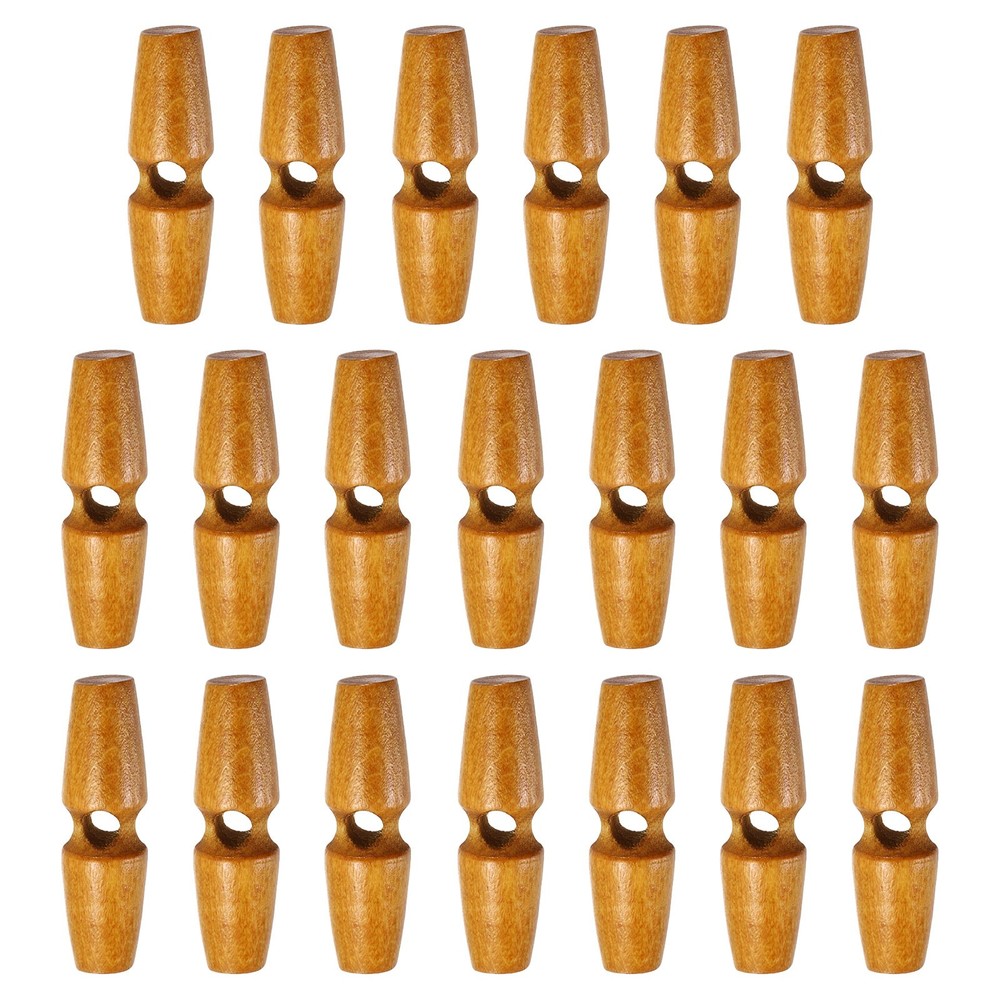 20pcs Wooden Toggle Buttons 45mm Single Hole Olive Sewing Button, Medium Brown