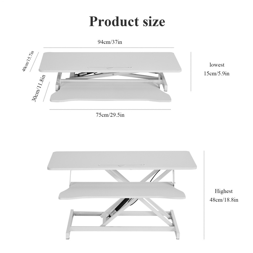 37" Standing Desk Converter - Height Adjustable Office Desk Riser