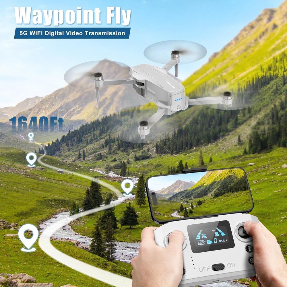 Drones with Camera for Adults 4K, GPS Auto Return, Waypoint Flight, Orbit Fly...