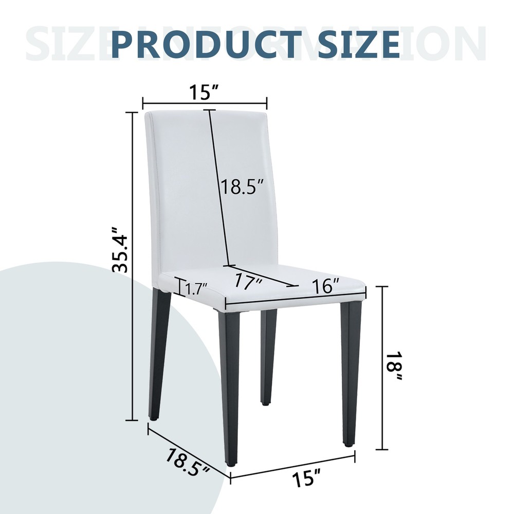 Set of 2 White PU Dining Chairs, Simple Versatile Comfortable Seating