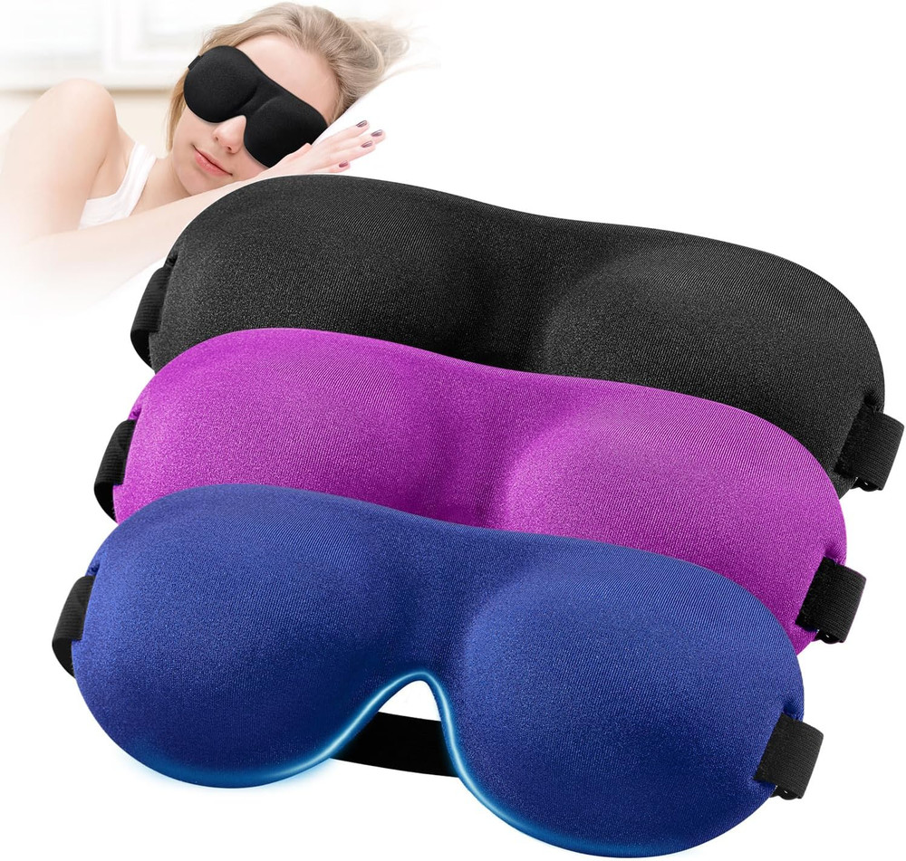 Sleep Mask for Side Sleeper 3 Pack 100% Blackout 3D Eye Mask for ...