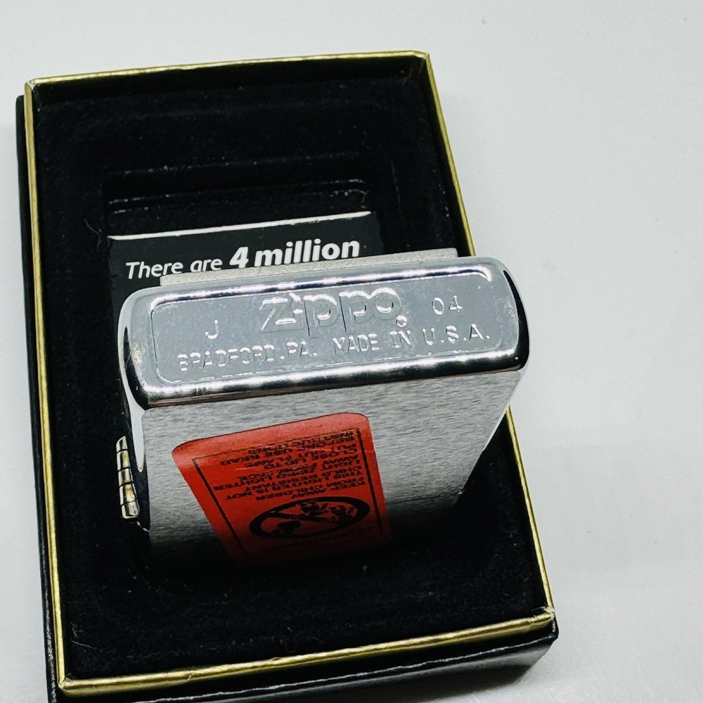 2004 Brush Chrome Zippo Pewter Eagle Emblem New Unfired