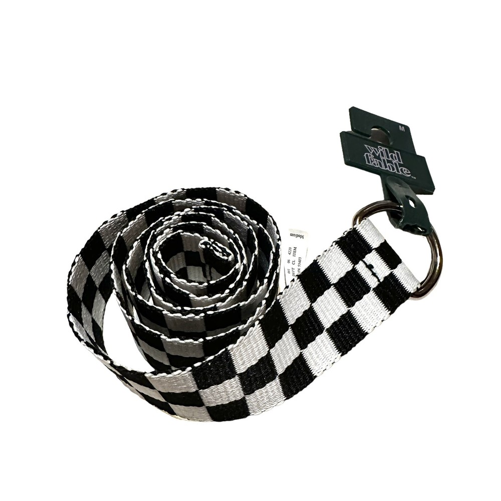 Wild Fable Womens Medium Black White Checkered Belt