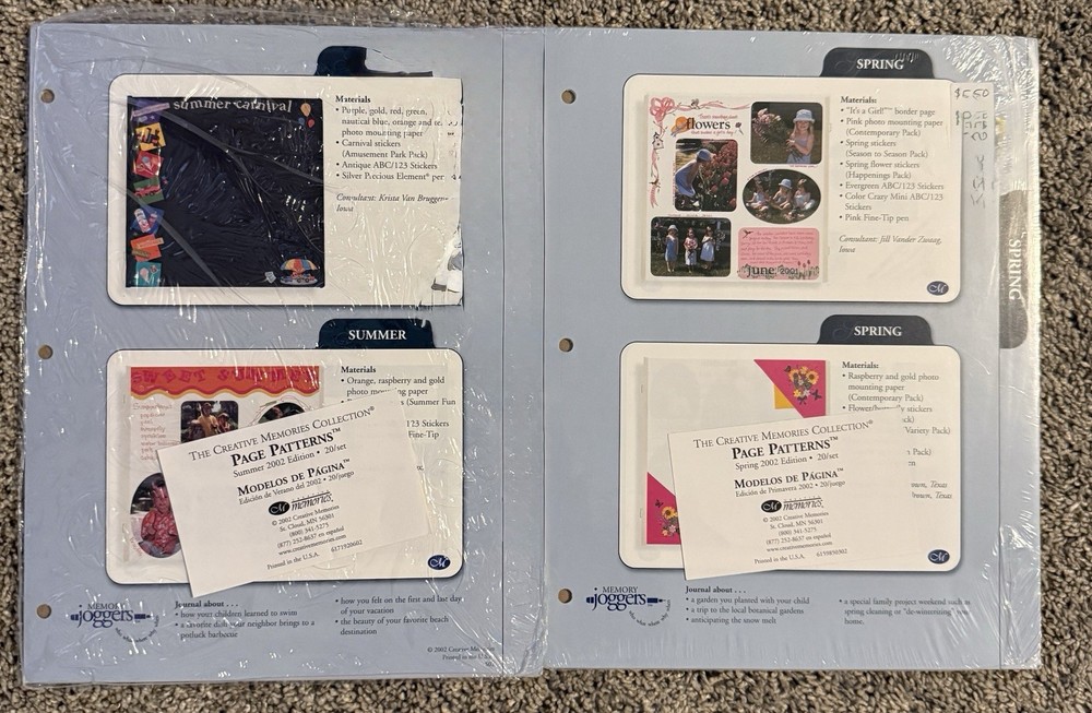 Creative Memories Page Patterns 2002 Bundle Lot Of 2