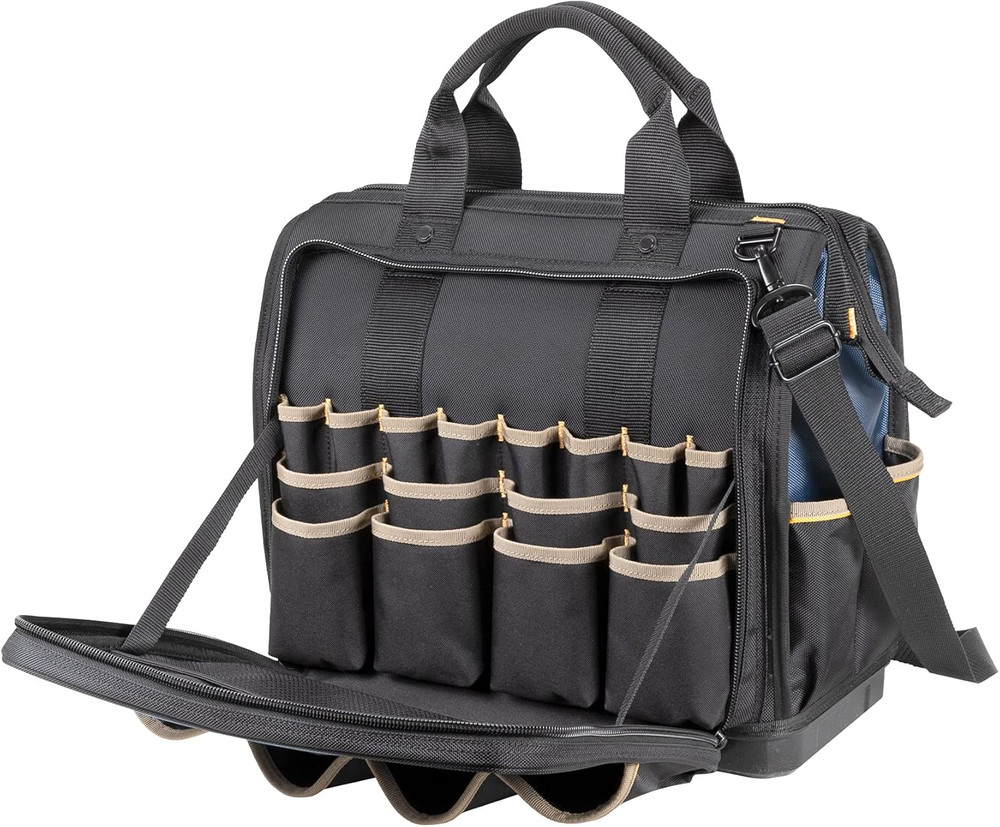 CLC Work Gear PB1543 17" Molded Base Multi-Compartment Technician'S Tool Bag,Bla