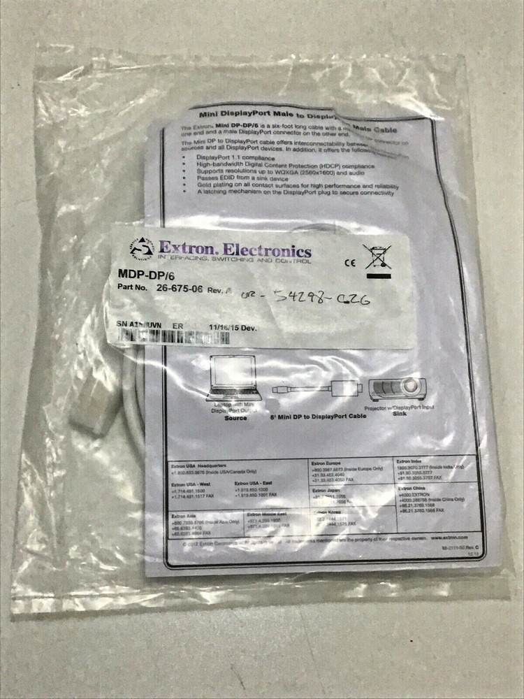 Genuine Extron Electronics MDP-DP/6 Cable