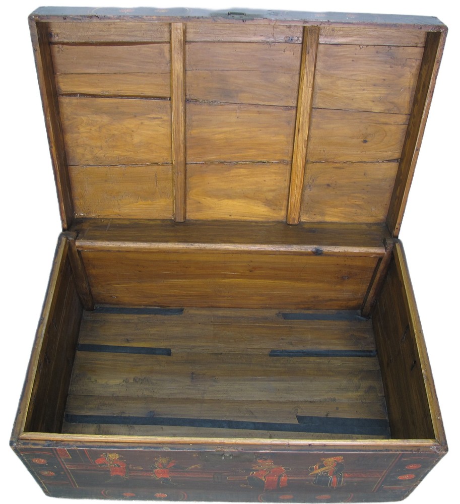 Black 29" Inch Long Antique Accent Trunk Table