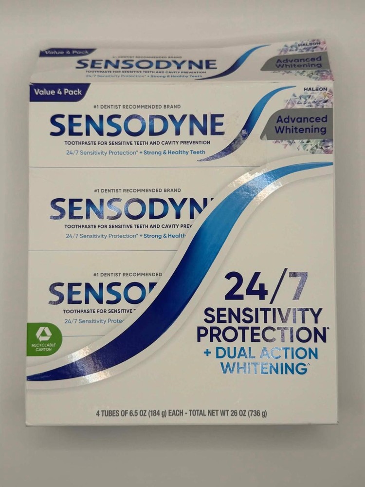Sensodyne Advanced Whitening Toothpaste 6.5oz 4 Pack Sensitivity - Open Box