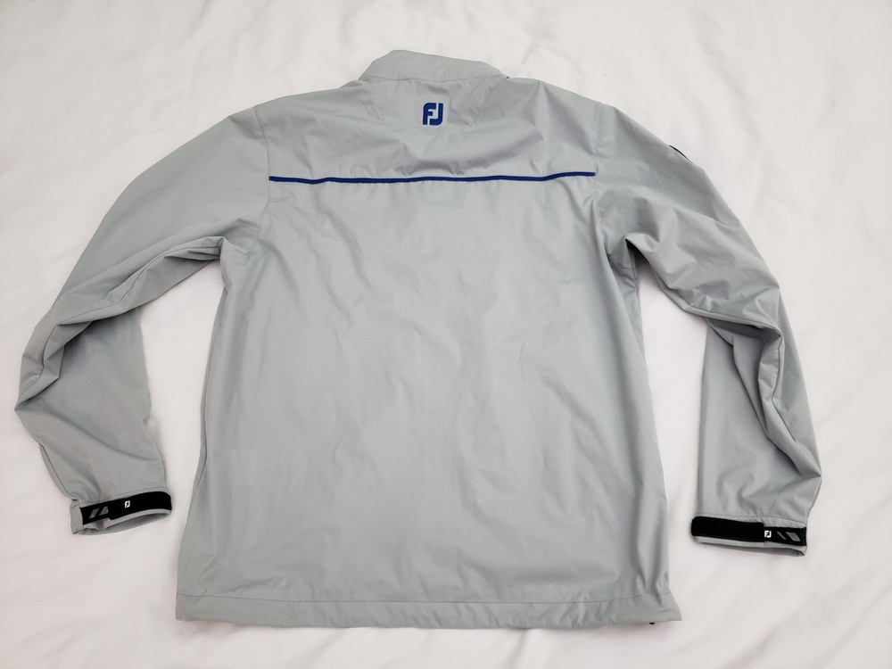Footjoy Softshell Wind Full Zip Grey Blue Golf Jacket Pockets Mens Medium