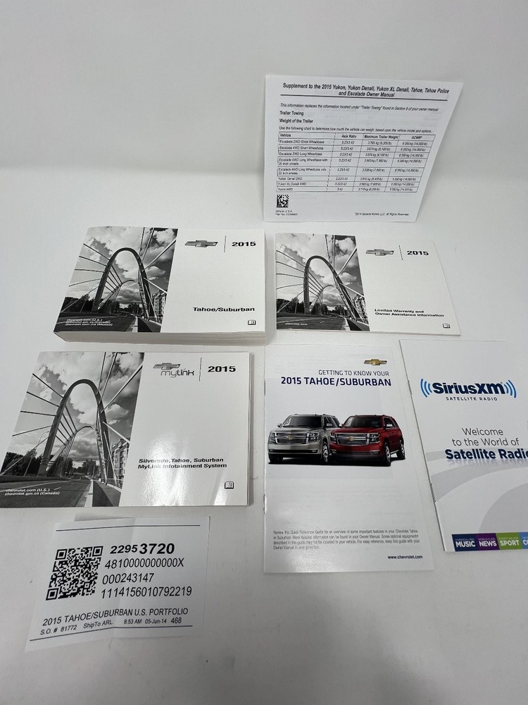 2015 Chevrolet Tahoe Owners Manual OEM Complete Set