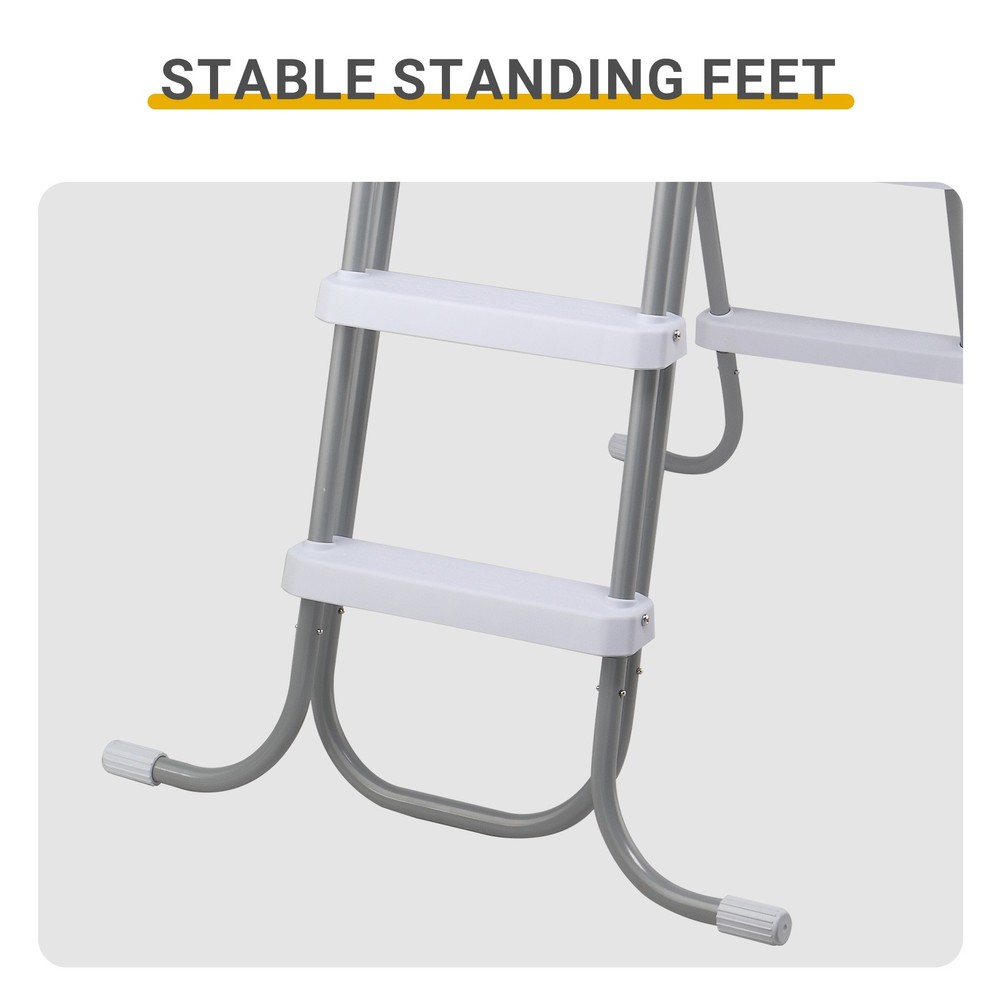 52" 4-Step Pool Ladder, Iron Grey Frame & White Steps, Safety Design