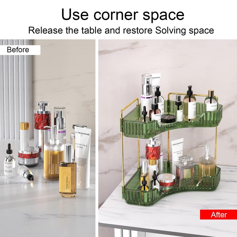 GTI 2 Tier Bathroom Counter Organizer, Multi-Function Corner Bathroom Organiz...