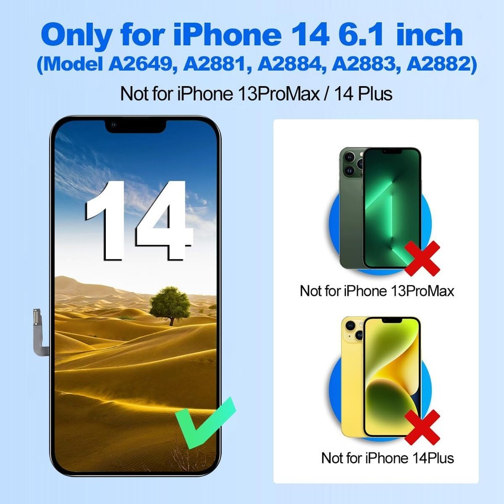 For iPhone 14 LCD Display Touch Screen Digitizer Replacement Assembly Tools Lot