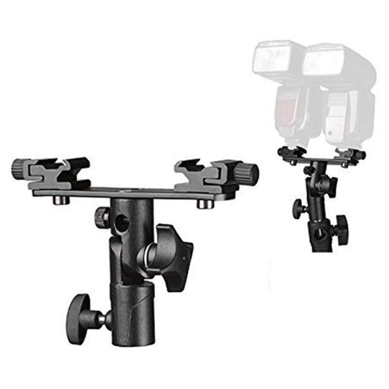 Double Hot Shoe Bracket Light LED Microphones Studio Video Camera