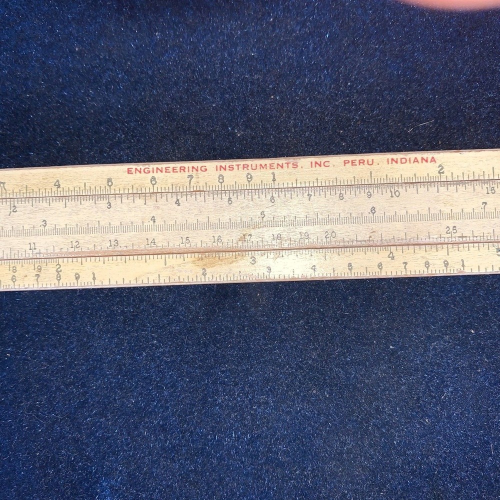 Vintage Wood Slide Rule Engineering Instruments Peru Indiana, Multi-Function